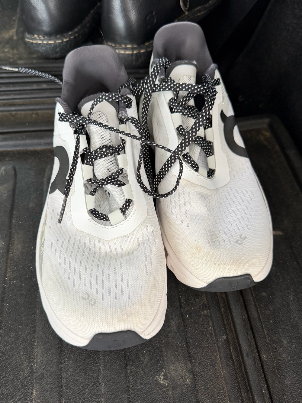 ON Running White and Black Cloud Running Shoes